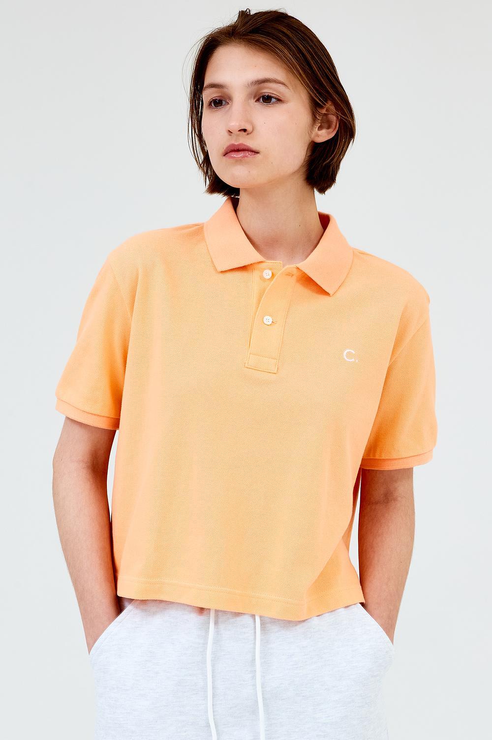 clove - [23SS clove] Pique Crop T-Shirt (Orange)
