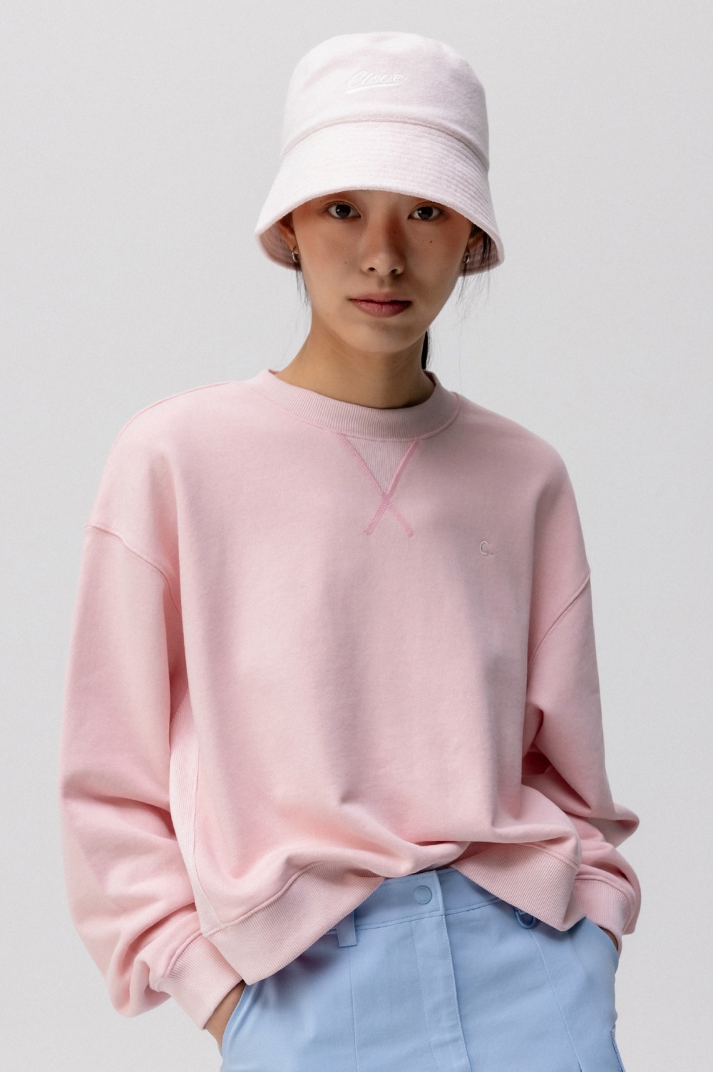 clove - [24SS clove] Pigment Crop Sweatshirt (Pink)