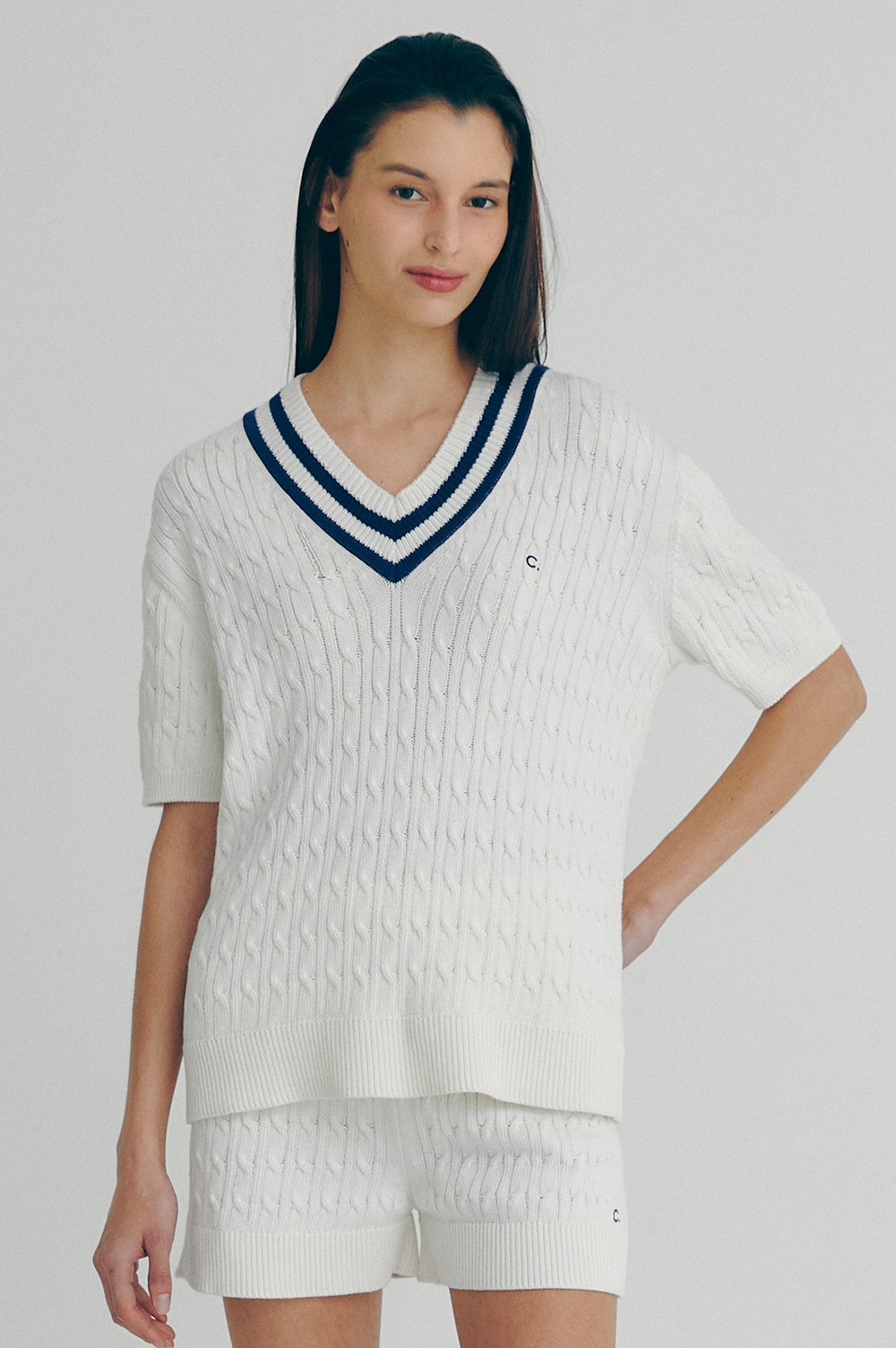 clove - [22SS clove] Cable Sleeve Knit (White)