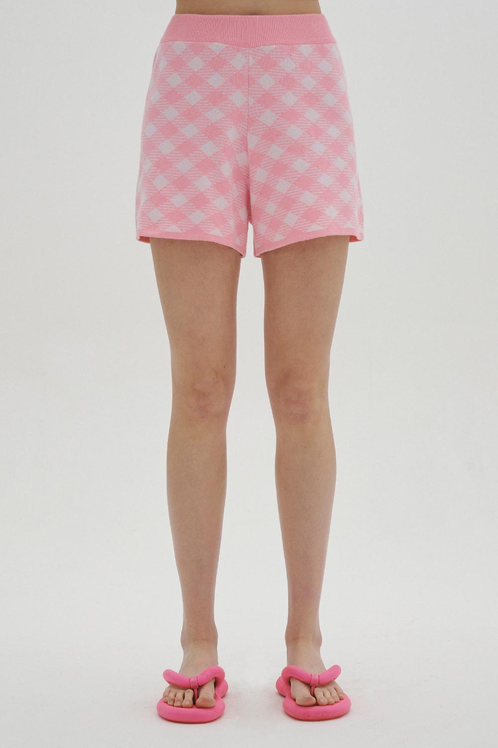clove - [23SS clove] Gingham Knit Shorts (Pink)