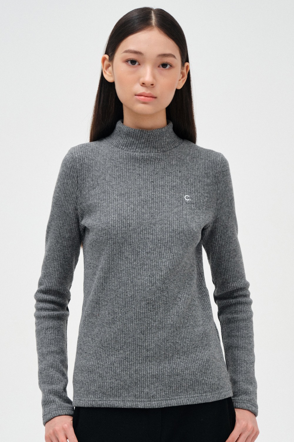 clove - [23FW clove] Ribbed Turtleneck (Charcoal)