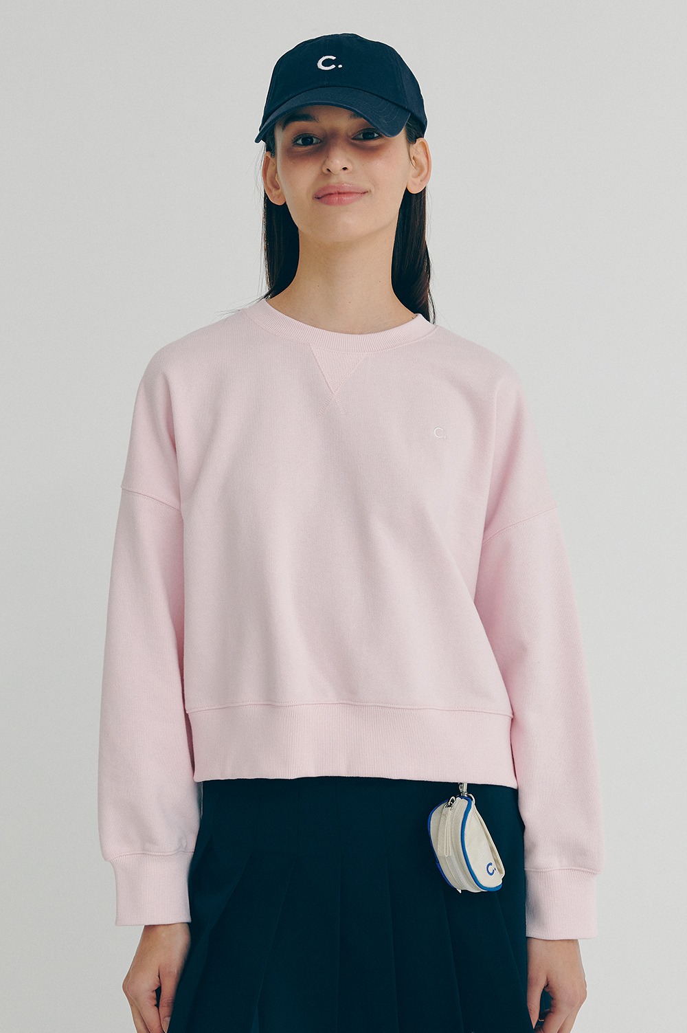 clove - [22SS clove] Active Crop Sweatshirt (Pink)