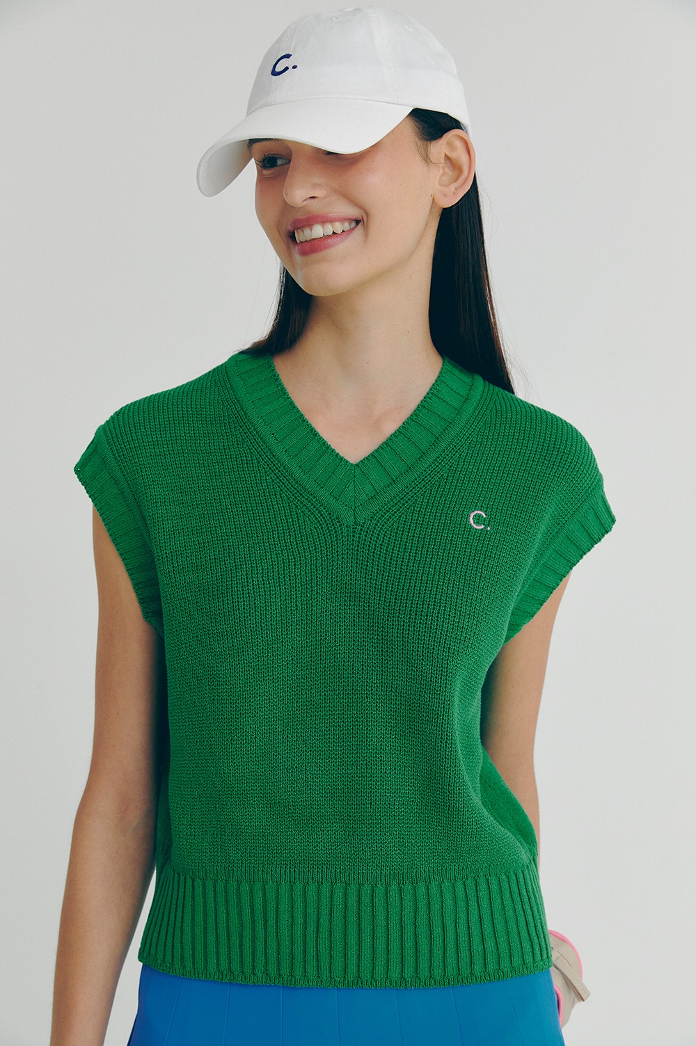 clove - [22SS clove] Short Knit Vest (Green)