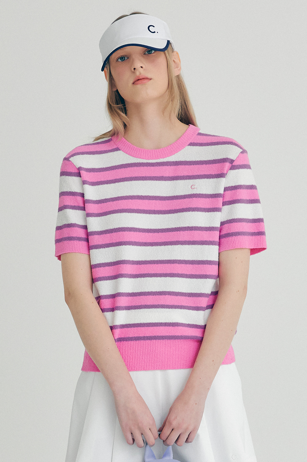clove - [22SS clove] Boucle Striped Knit (Pink)
