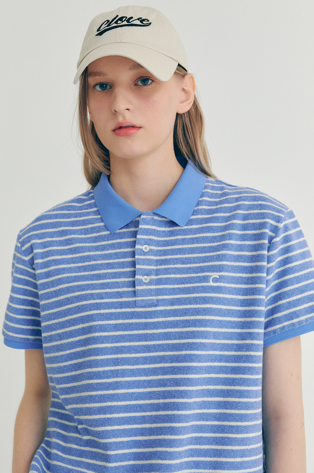 clove - [22SS clove] Stripe Terry Polo Shirt (Blue)