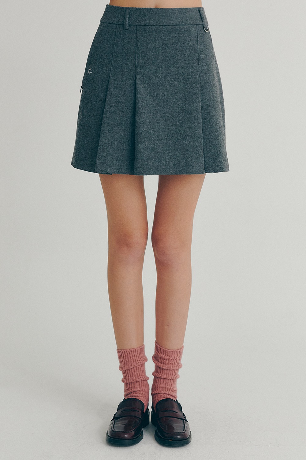 clove - [22FW clove] Wool Pleated Skirt (Charcoal)