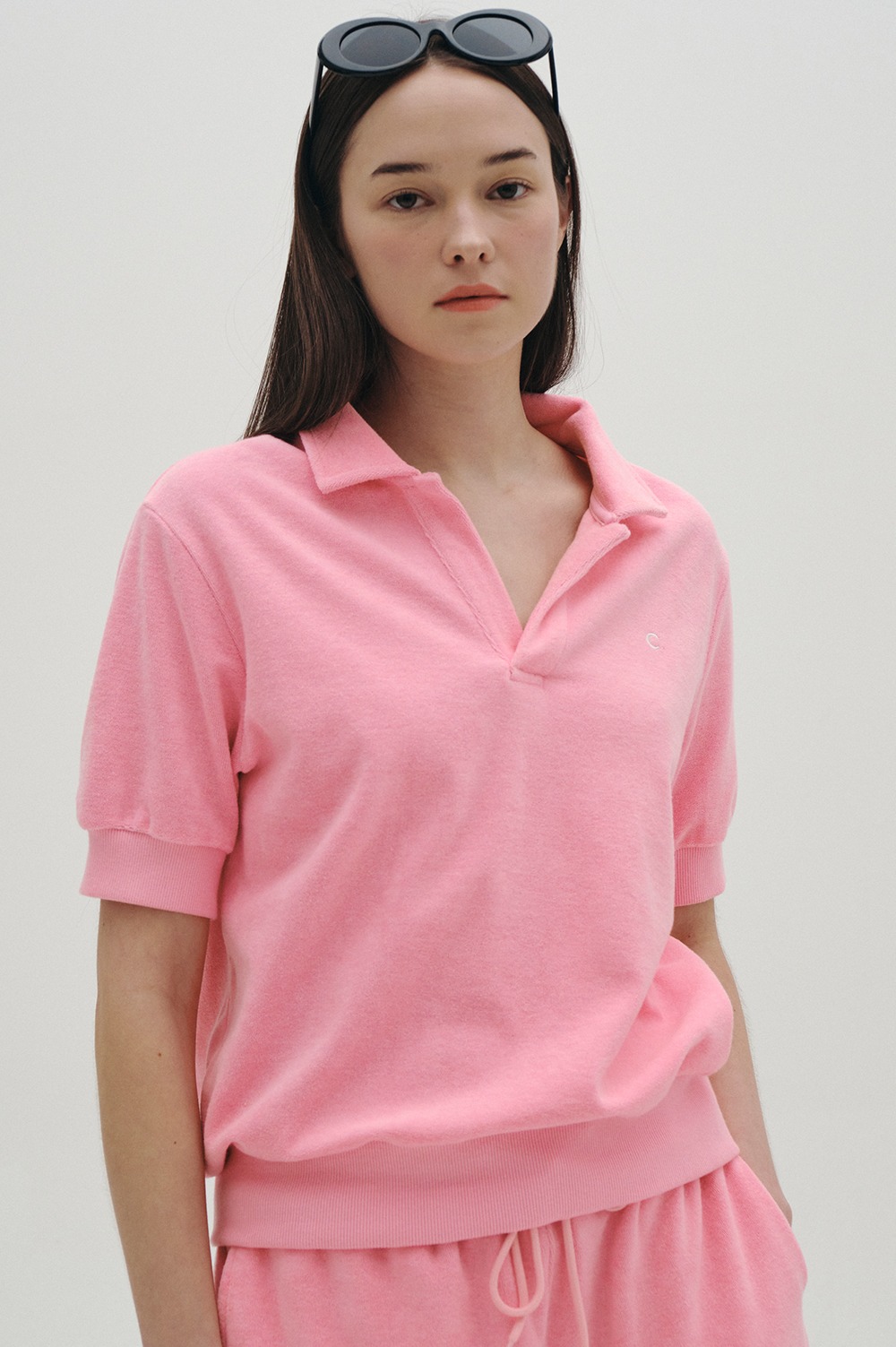 clove - [23SS clove] Logo Terry Collar T-Shirt (Pink)