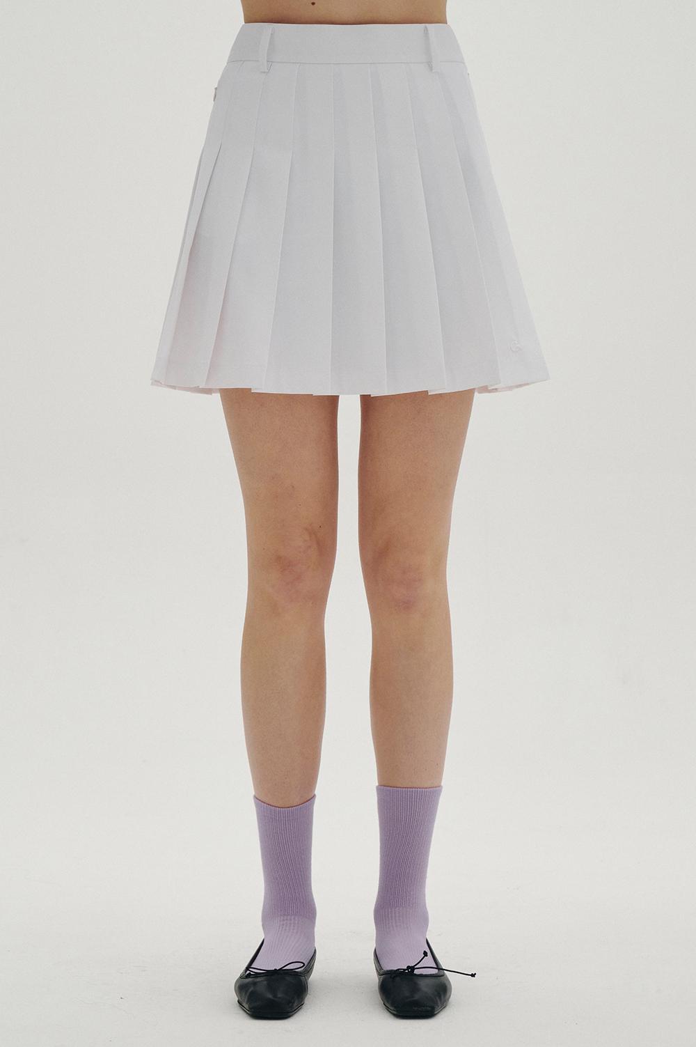 clove - [23SS clove] Logo Pleated Skirt (White)