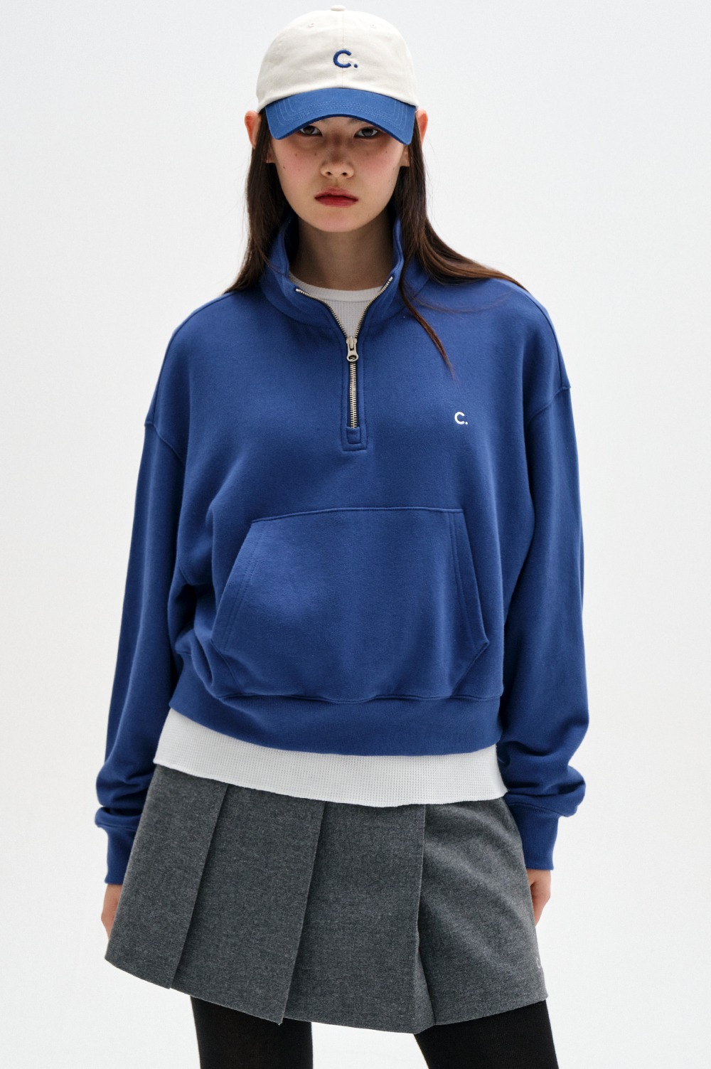 clove - [23FW clove] Comfy Half-zip Sweatshirt (Blue)