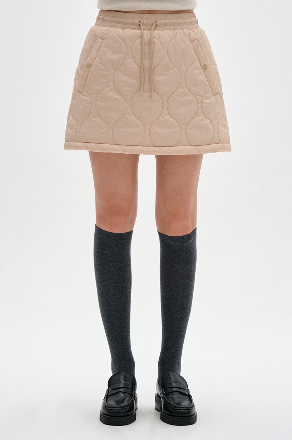 clove - [23FW clove] Quilting Skirt (Beige)