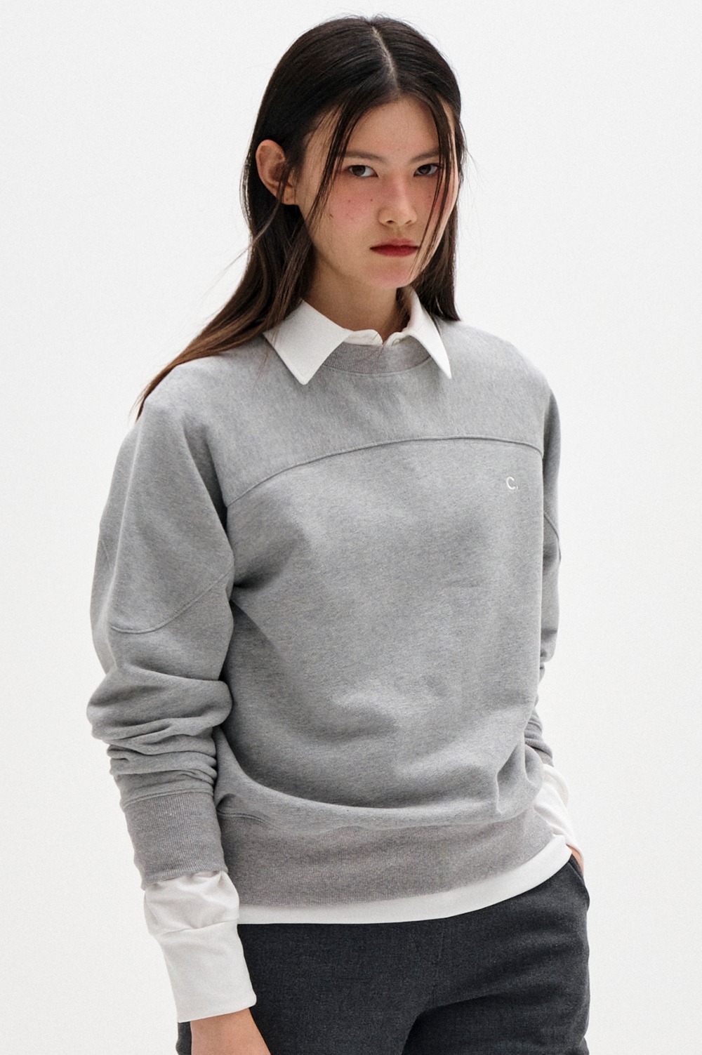 clove - [23FW clove] Point Sweatshirt (Melange Grey)