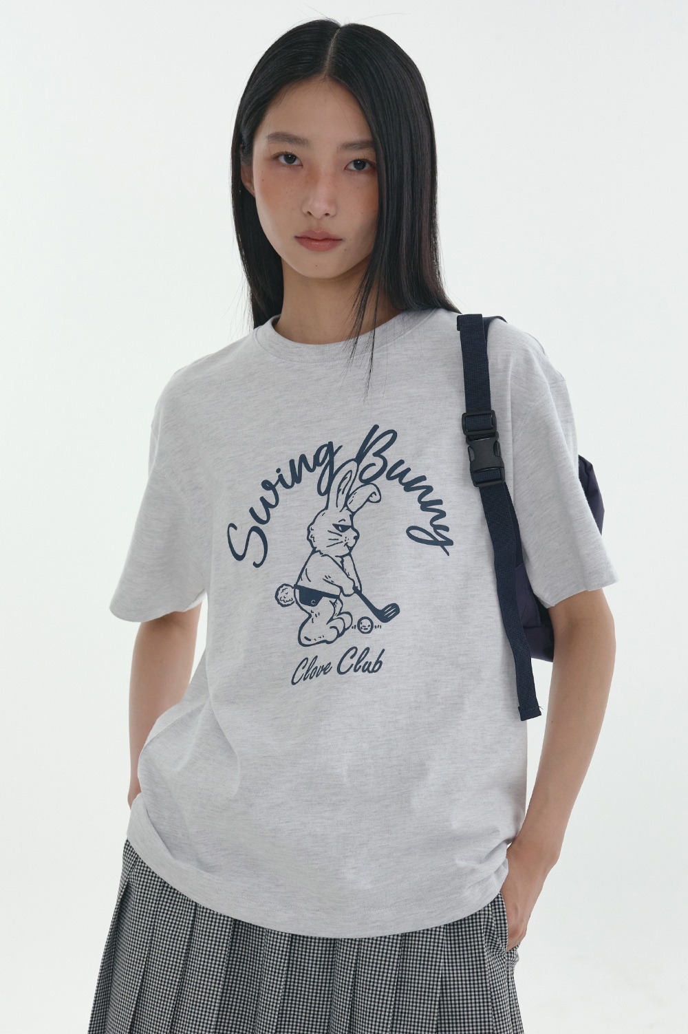 clove - [24SS clove] Swing Bunny T-Shirt (Light Grey)